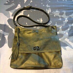 Rachel Rachel Roy Soft Black Leather Accordion Crossbody Purse Bag w/ Tassel